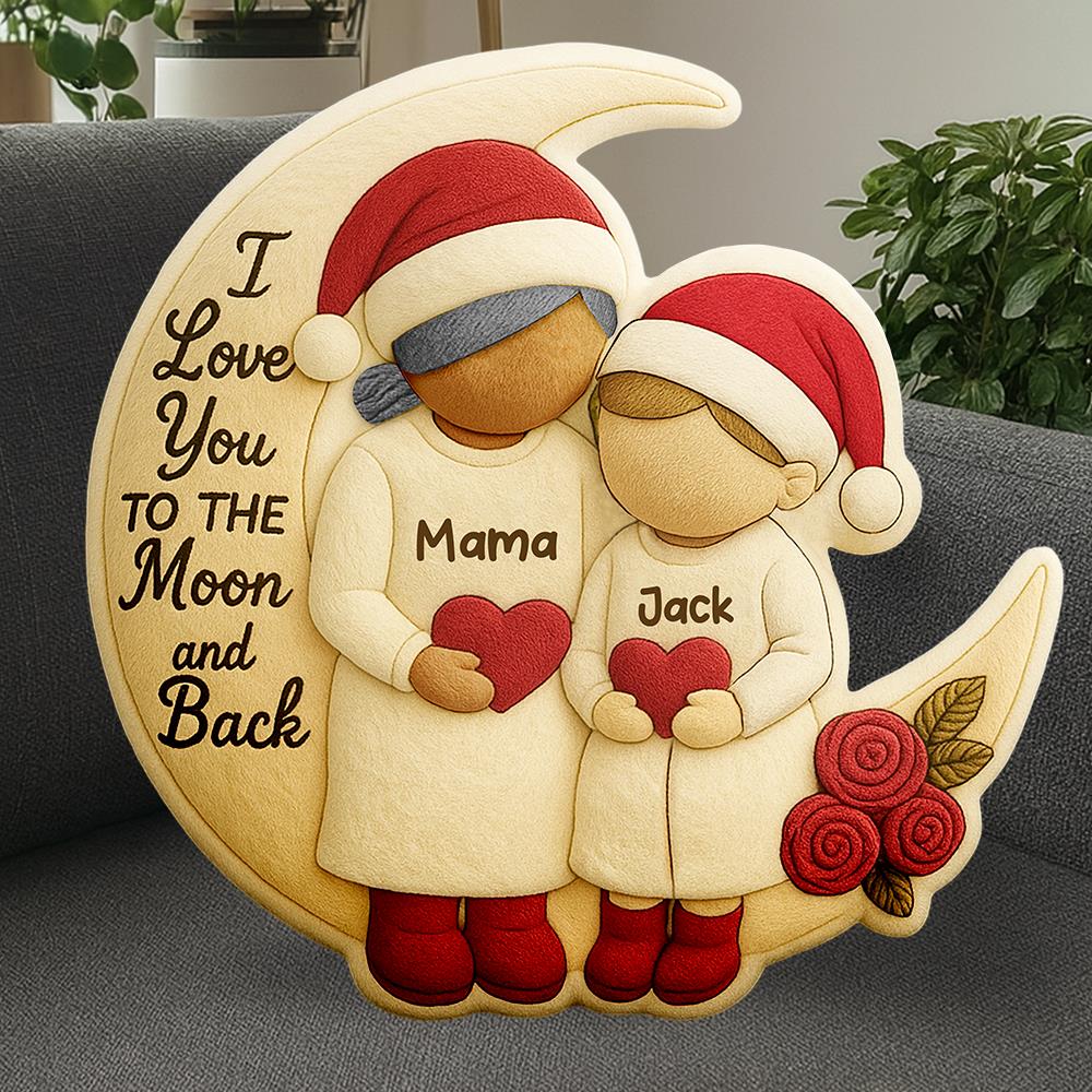 Custom Grandma Grandkids on Moon Ugly Plush Pillow, Grandma Christmas Keepsake, Heartfelt Christmas Gift from Grandkids Nh00