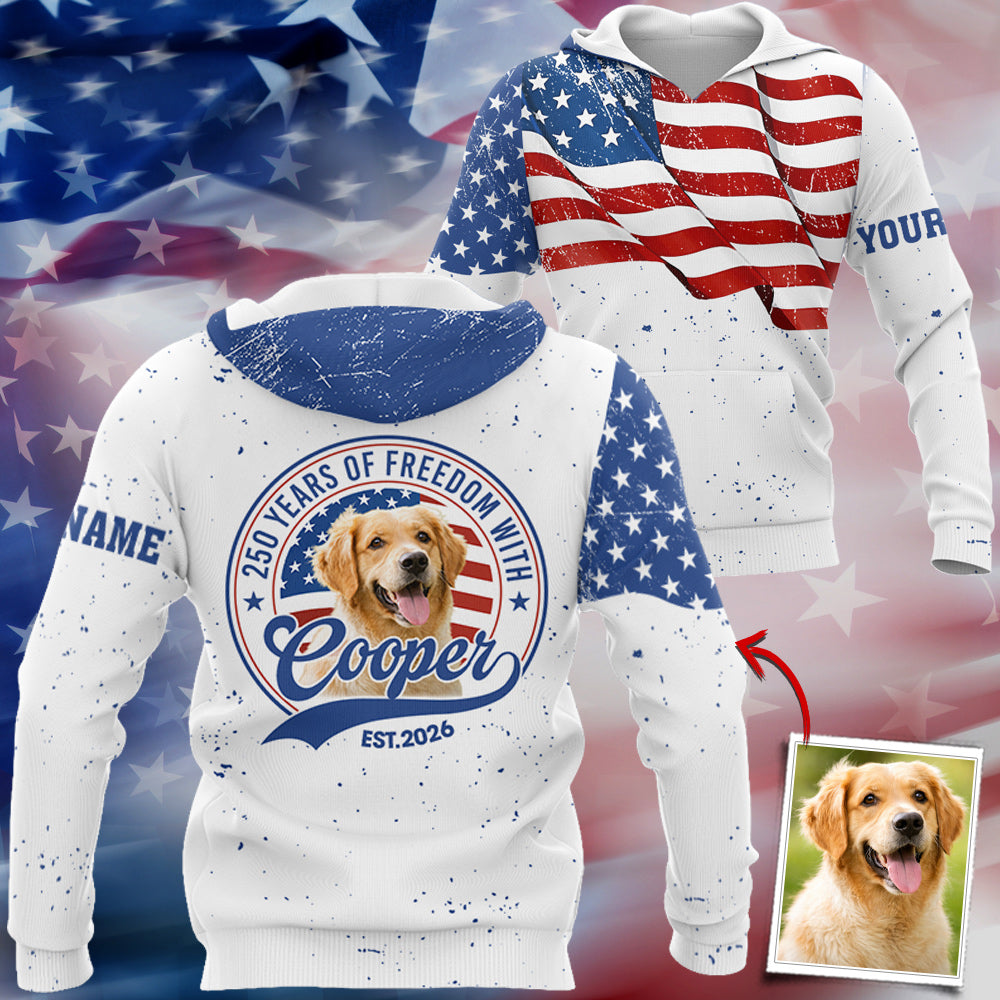 Personalized 250 Years Of Freedom With Dog Cat Shirt Patriotic American Flag Shirts T1807 Do99