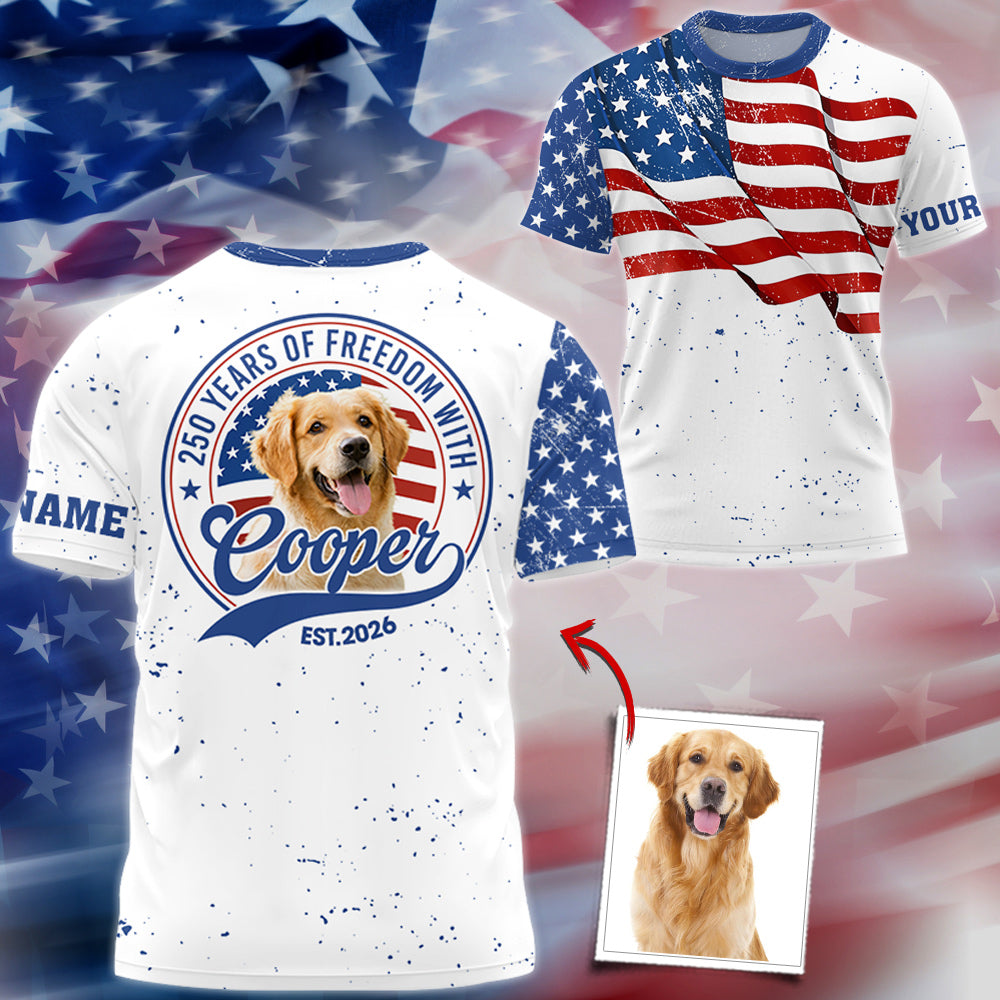 Personalized 250 Years Of Freedom With Dog Cat Shirt Patriotic American Flag Shirts T1807 Do99
