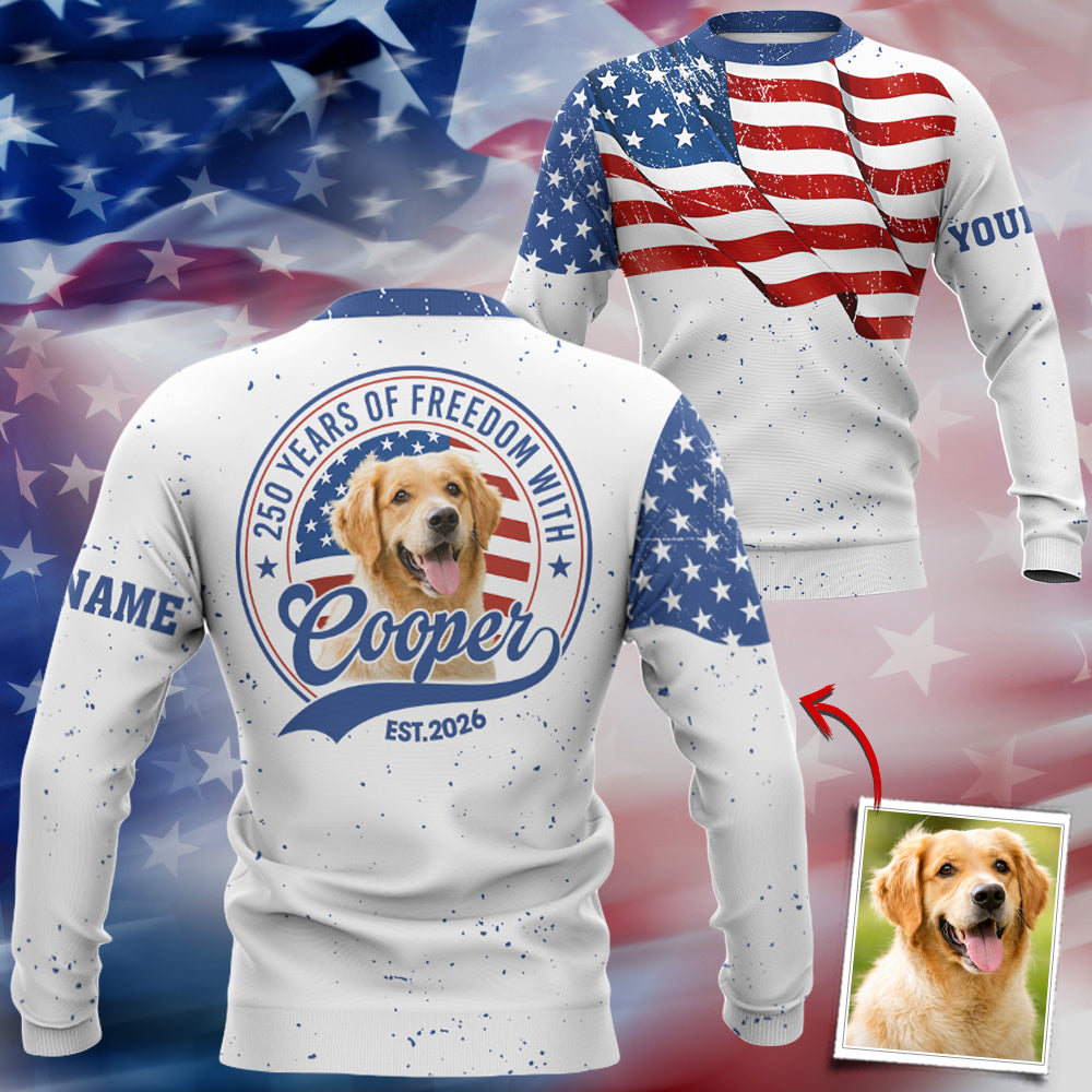 Personalized 250 Years Of Freedom With Dog Cat Shirt Patriotic American Flag Shirts T1807 Do99