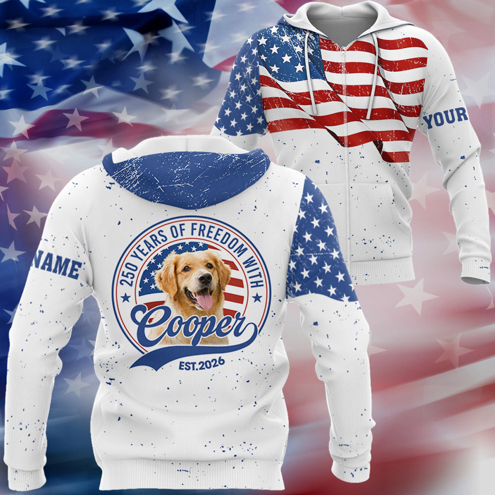 Personalized 250 Years Of Freedom With Dog Cat Shirt Patriotic American Flag Shirts T1807 Do99