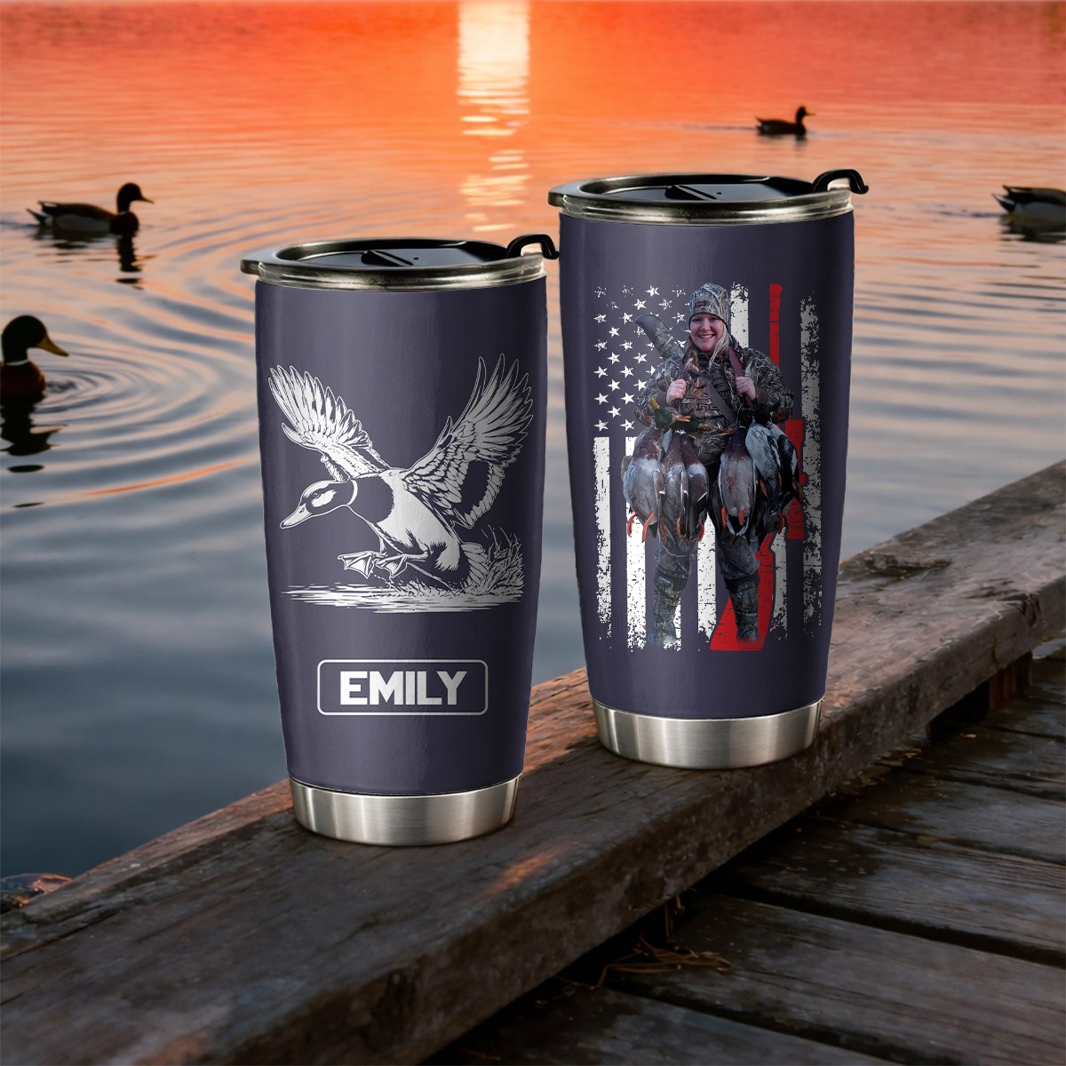 Deer Hunting Gifts for Men Him Personalized. Upload Photo Tumbler for Whitetail Deer Hunters, Hunter Gifts for Him, Dad, Father's Day, Husband