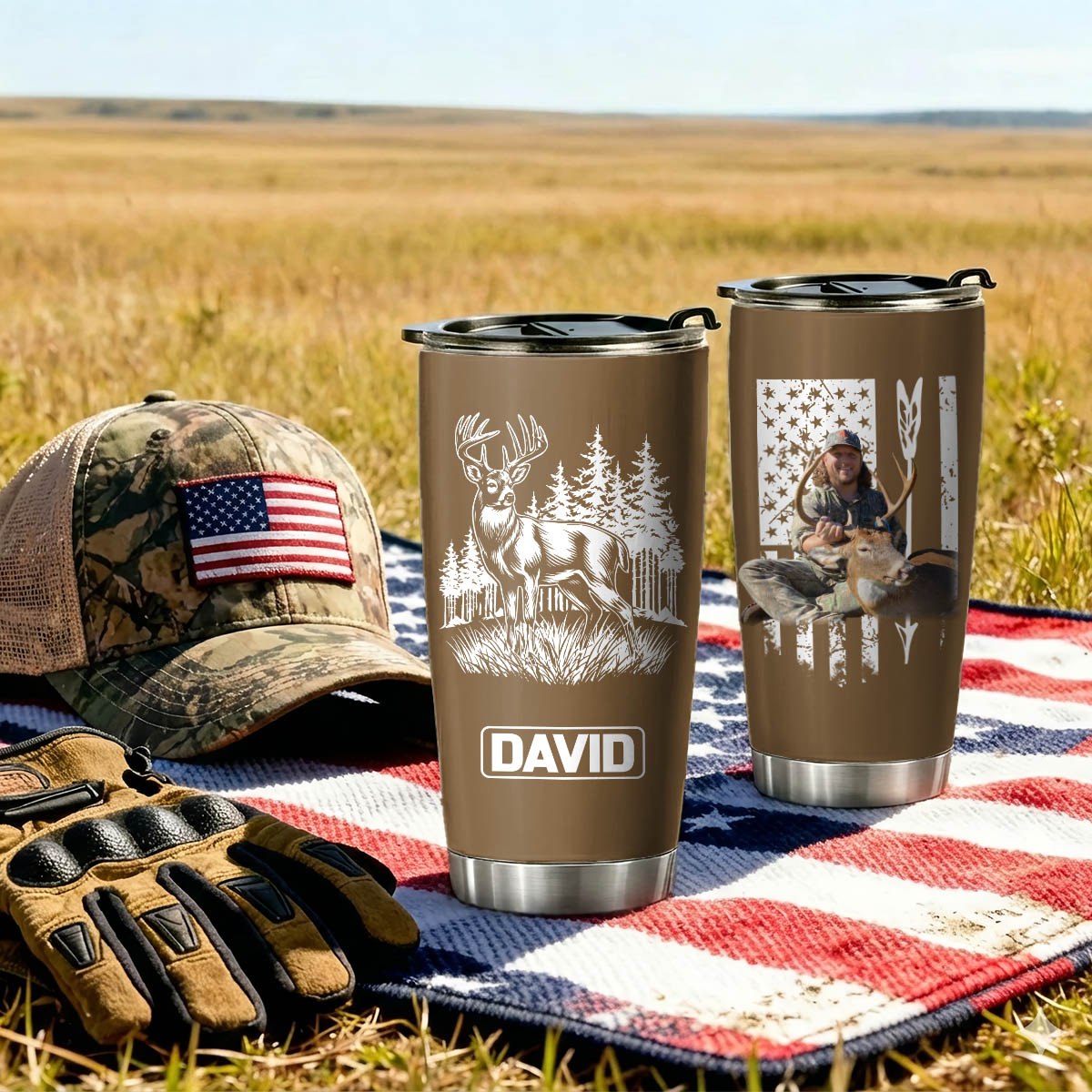 Duck Hunting Gifts for Men, Him Personalized. Upload Photo Tumbler Landing Mallard Waterfowl Hunter Gift, Christmas Gifts for Husband, Dad, Father's Day