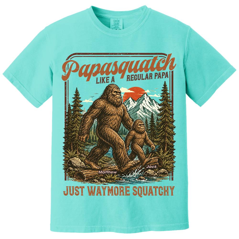 Personalized Papasquatch, Like A Grandpa, Just Way More Squatchy T-Shirt Father Day Gifts for Dad Funny Papa Tshirt Cool Daddy Bigfoot Vintage Retro Shirt for Men Hv01