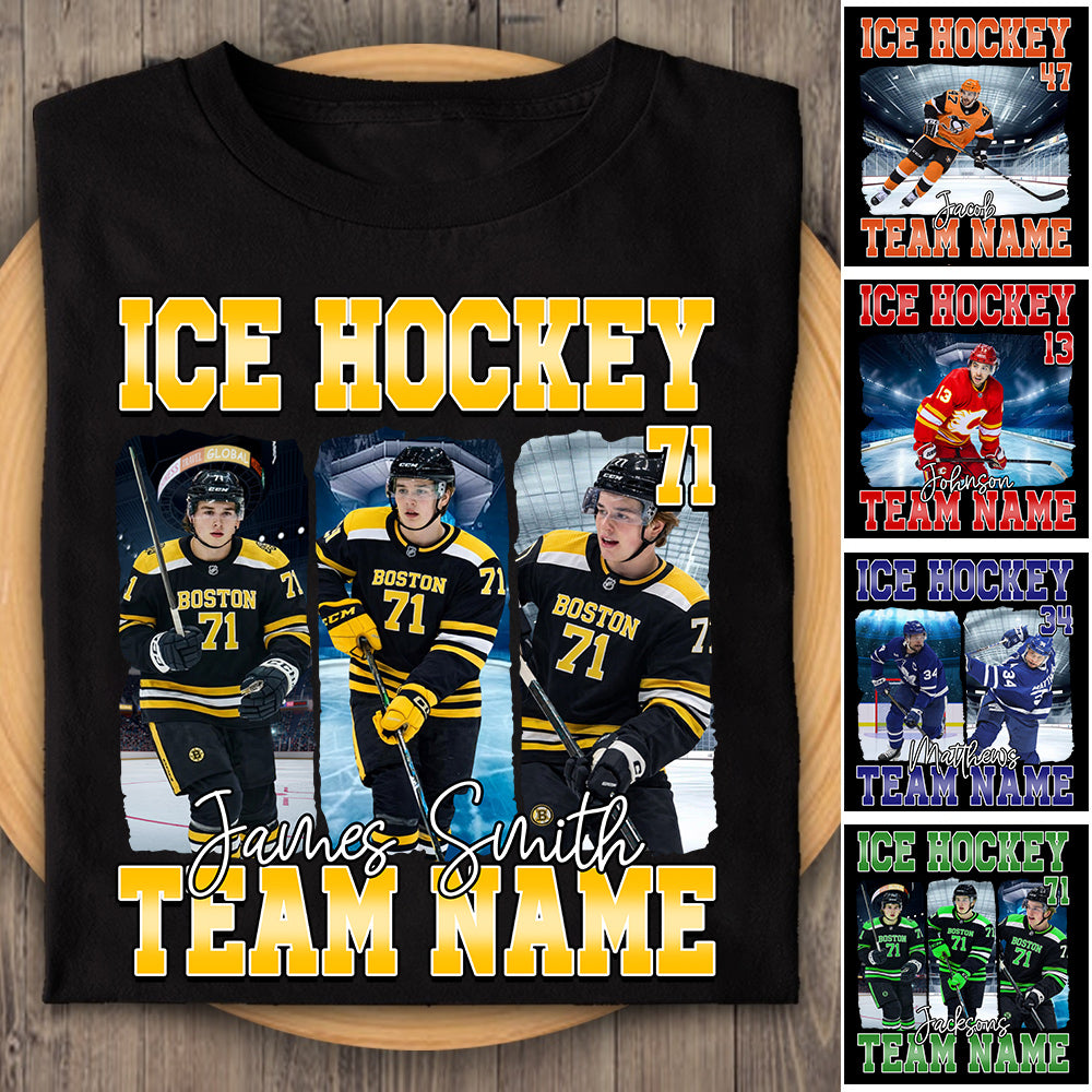 Personalized Ice Hockey Shirt, Custom Photo And Team Name For Ice Hockey Mom Sport Family Na02
