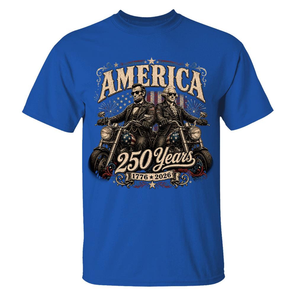 America 250 Years Biker MC Patriotic Motorcycle Shirt, 1776 2026 USA 250th Anniversary Vintage Graphic Tee Hv01