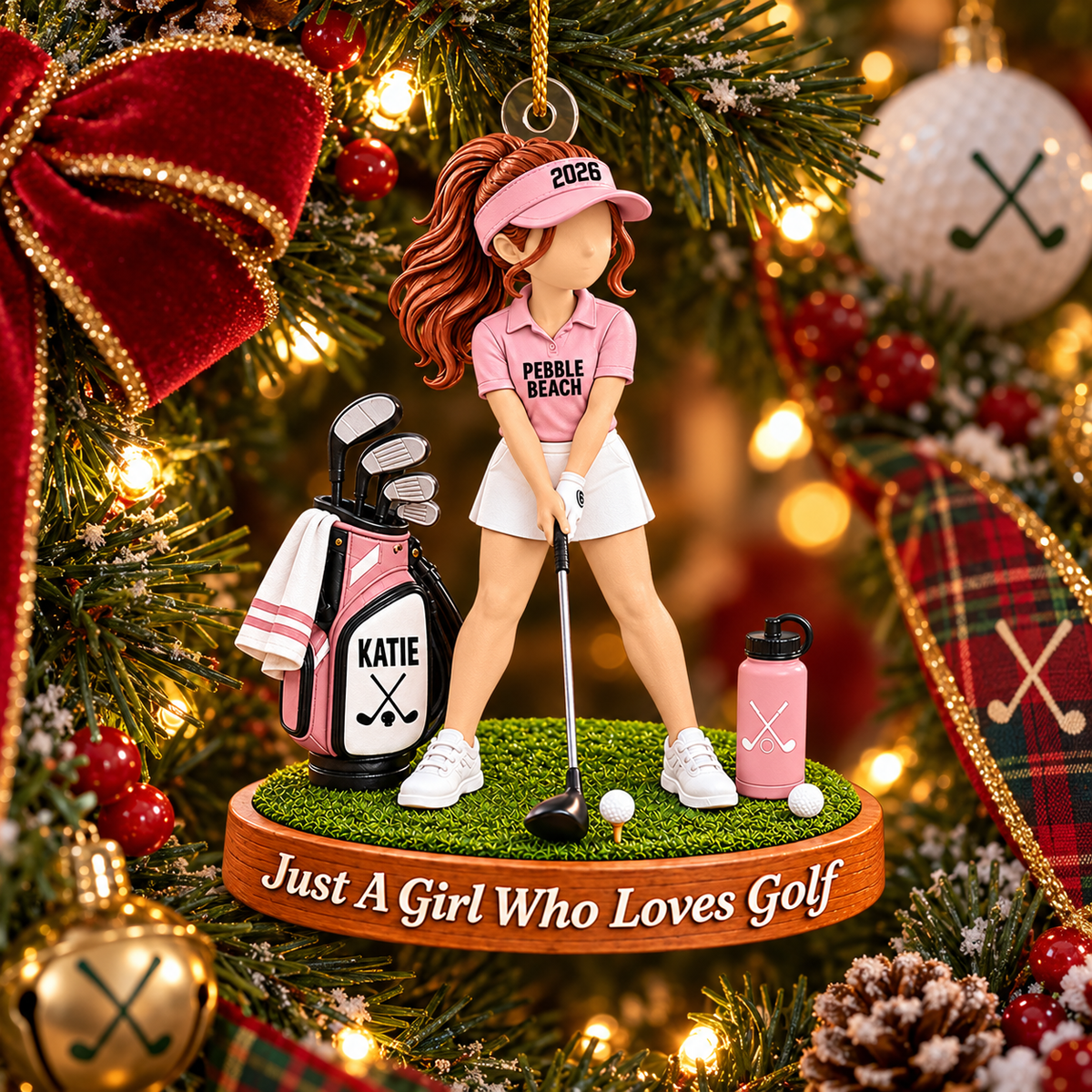 Just A Girl Who Loves Golf Ornament, Personalized Golf Christmas Ornament, Custom Name Gift Na02 VH01