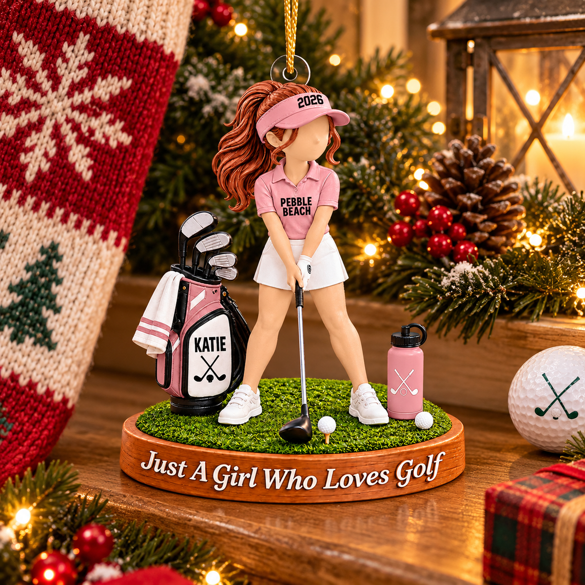 Just A Girl Who Loves Golf Ornament, Personalized Golf Christmas Ornament, Custom Name Gift Na02 VH01