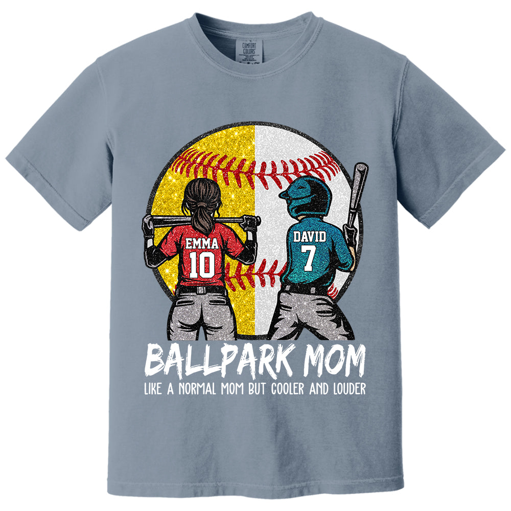 Personalized Baseball Softball Mom Ballpark Mom Shirt Like A Normal Mom But Cooler And Louder Gift For Sport Family T1807 T24