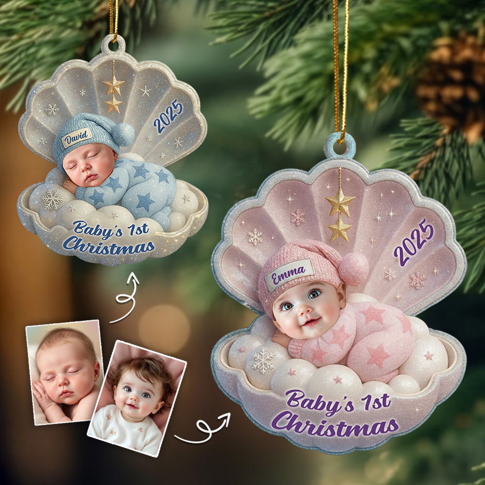 Baby's First Christmas Ornament, Personalized Newborn Christmas Ornament, Acrylic Christmas Ornament For Custom Baby, New Baby Gift T1807 Hv01
