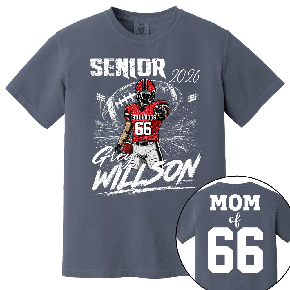 Personalized Senior Football Shirt, Custom Player Name Number Tee, Football Mom Senior Night Gift, Senior Football Mom Gift Na02 T24