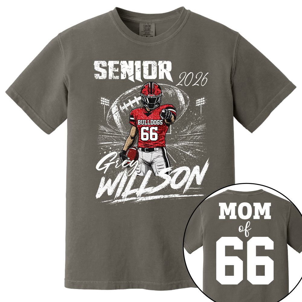 Personalized Senior Football Shirt, Custom Player Name Number Tee, Football Mom Senior Night Gift, Senior Football Mom Gift Na02 T24