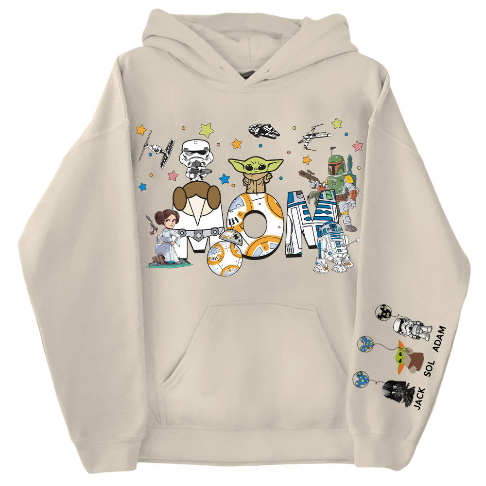 Custom Mom Shirt, Mom With Kid Name On Sleeve - Personalized Mom Shirt Mother's Day Gift T1807