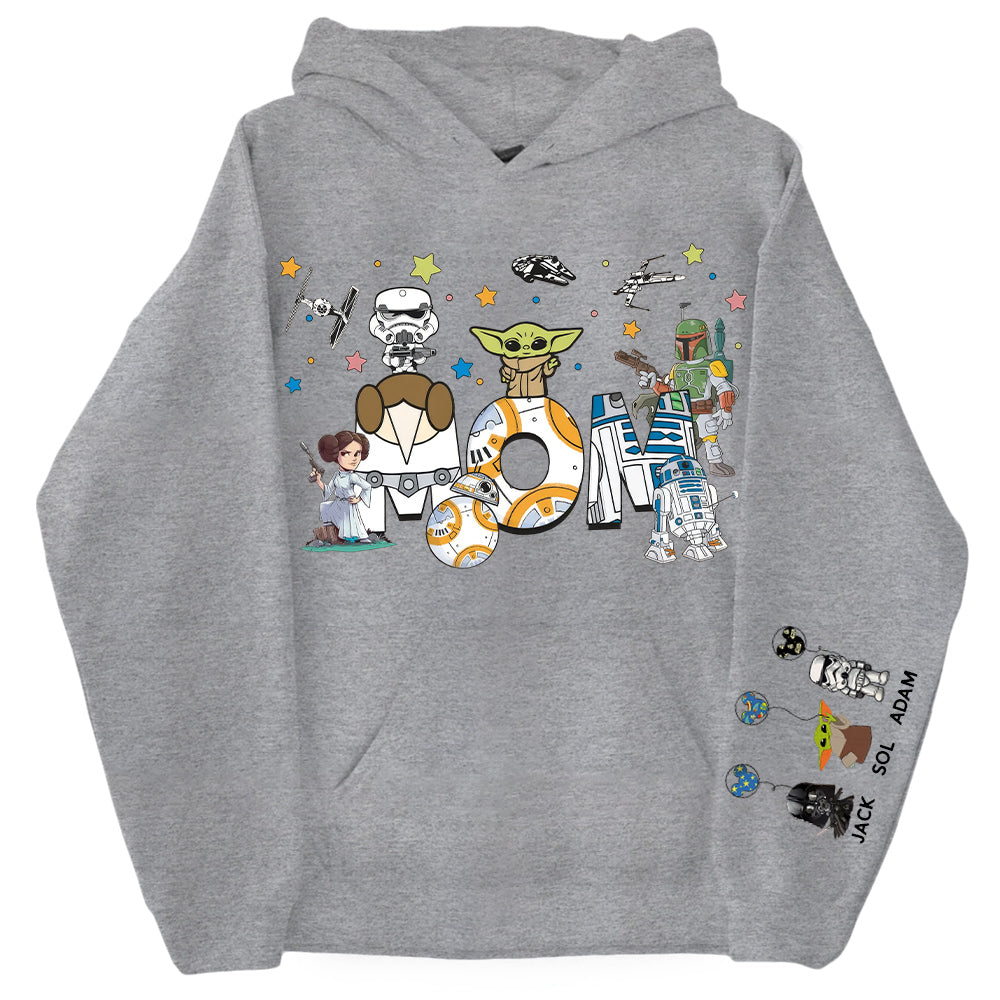 Custom Mom Shirt, Mom With Kid Name On Sleeve - Personalized Mom Shirt Mother's Day Gift T1807