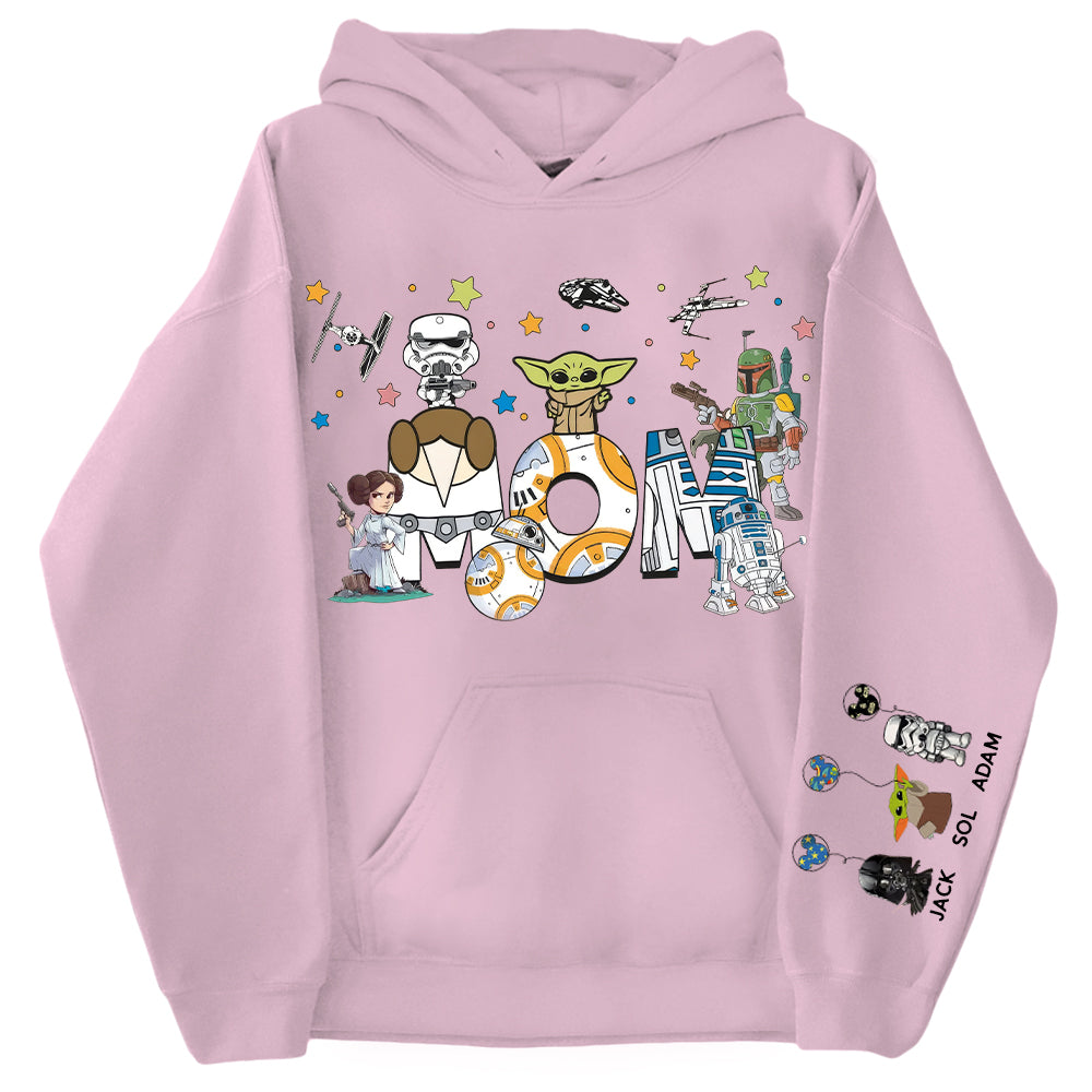 Custom Mom Shirt, Mom With Kid Name On Sleeve - Personalized Mom Shirt Mother's Day Gift T1807