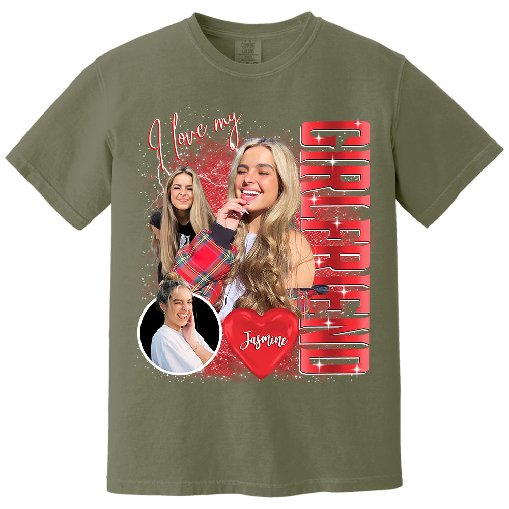 Custom I Love My Girlfriend Shirt, Customize Photo Bootleg Idea Tee Na02