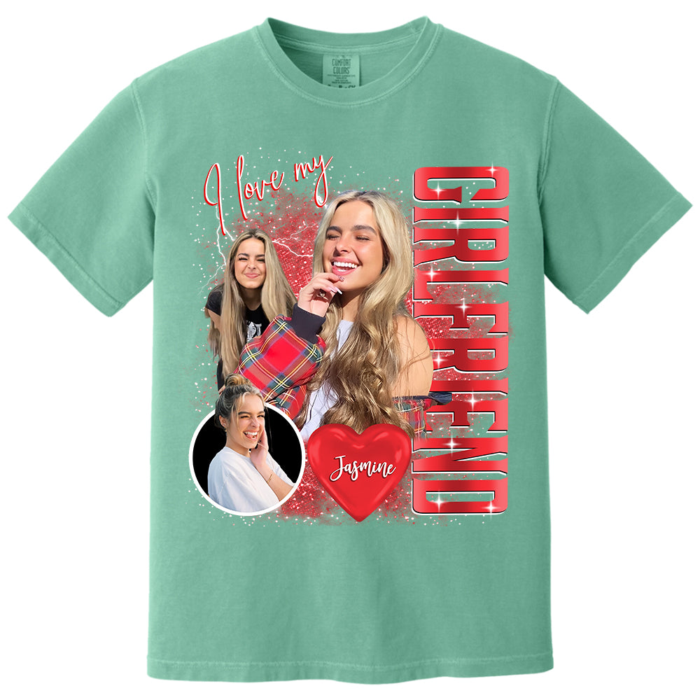 Custom I Love My Girlfriend Shirt, Customize Photo Bootleg Idea Tee Na02