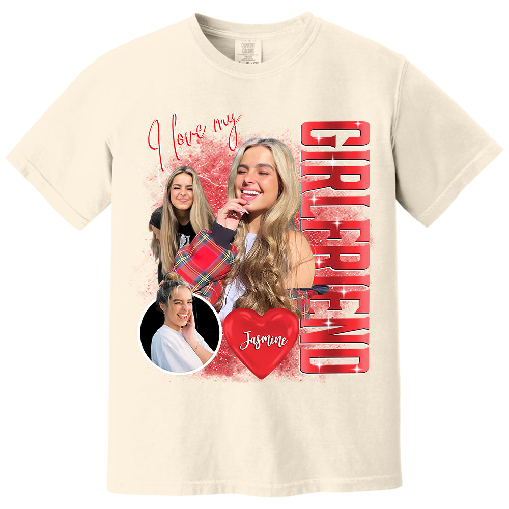 Custom I Love My Girlfriend Shirt, Customize Photo Bootleg Idea Tee Na02