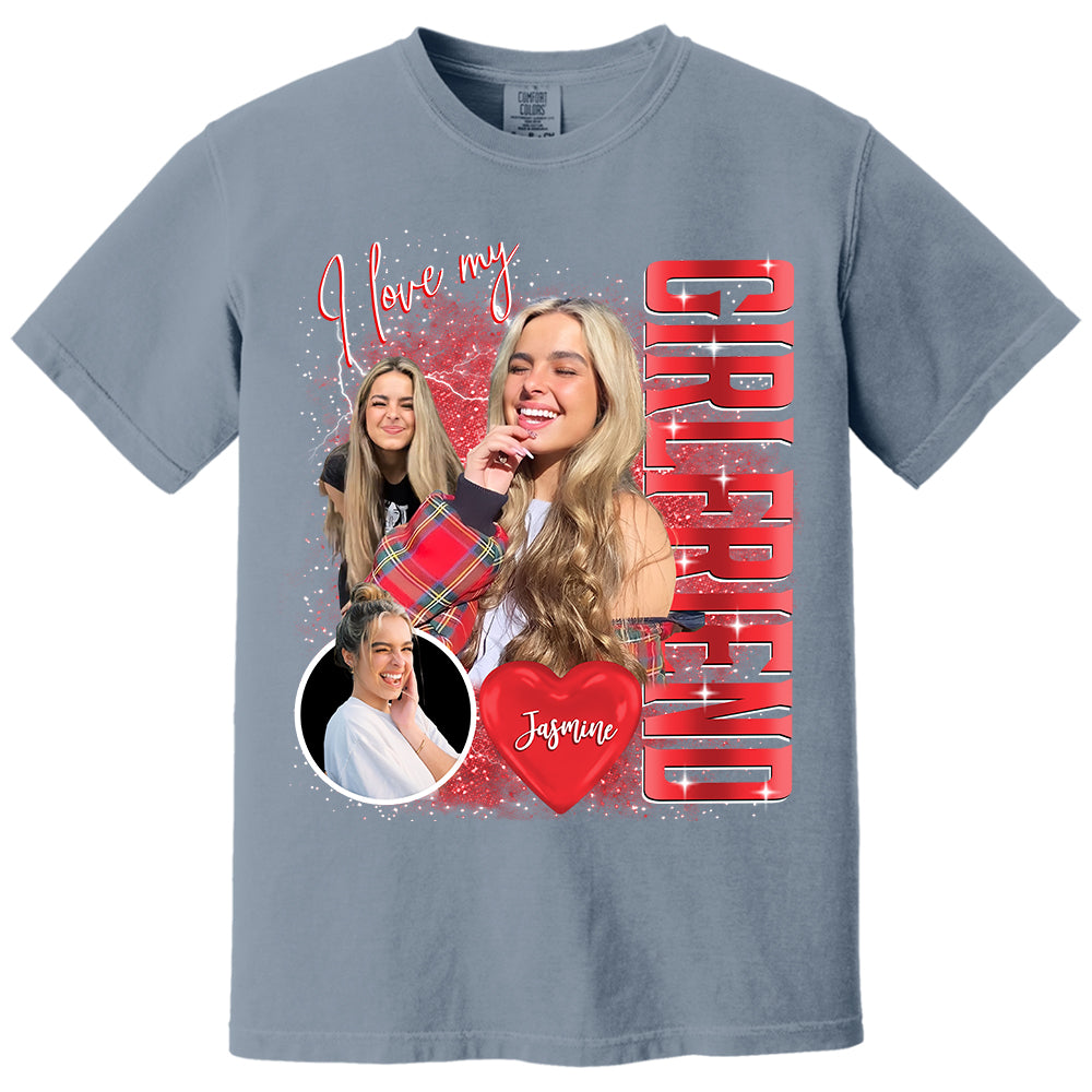 Custom I Love My Girlfriend Shirt, Customize Photo Bootleg Idea Tee Na02