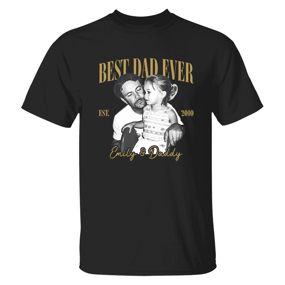 Best Dad Ever Custom Vintage Photo Shirt Fathers Day Gift from Kids, Gift for Husband, New Dad Gift, Family Picture Tee, Dad Est Shirt Vh01 