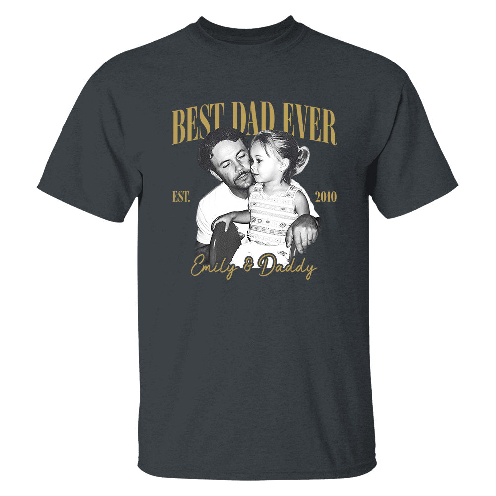 Best Dad Ever Custom Vintage Photo Shirt Fathers Day Gift from Kids, Gift for Husband, New Dad Gift, Family Picture Tee, Dad Est Shirt Vh01 