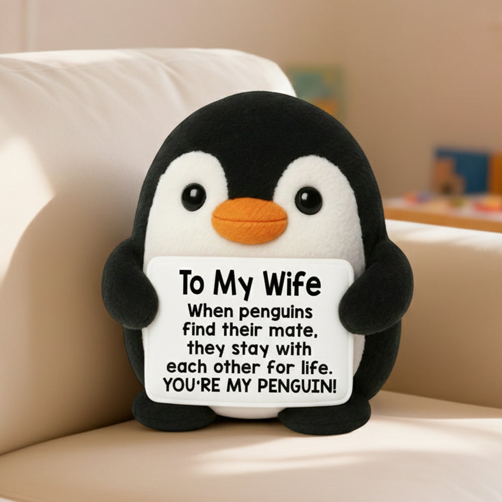 Personalized To My Love Ugly Plush Pillow Penguin, Wedding Anniversary Valentines Gift for Women Men, Romantic I Love You Gift for Couples Wife Husband Hv01