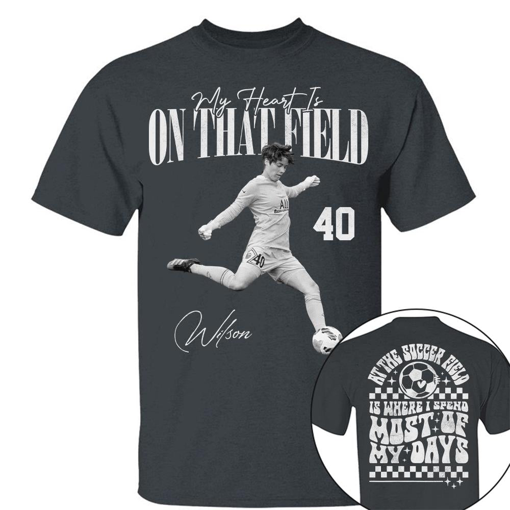 Personalized My Heart Is On That Field Washed Tee Retro Bootleg Shirt For Soccer Player T1807 Hv01