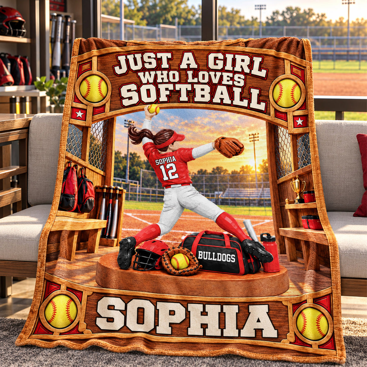 Just A Girl Who Loves Softball, Personalized Softball Blanket, Custom Player Name Gift, Gift For Softball Players Softball Lovers C2408 Nh00 DN10