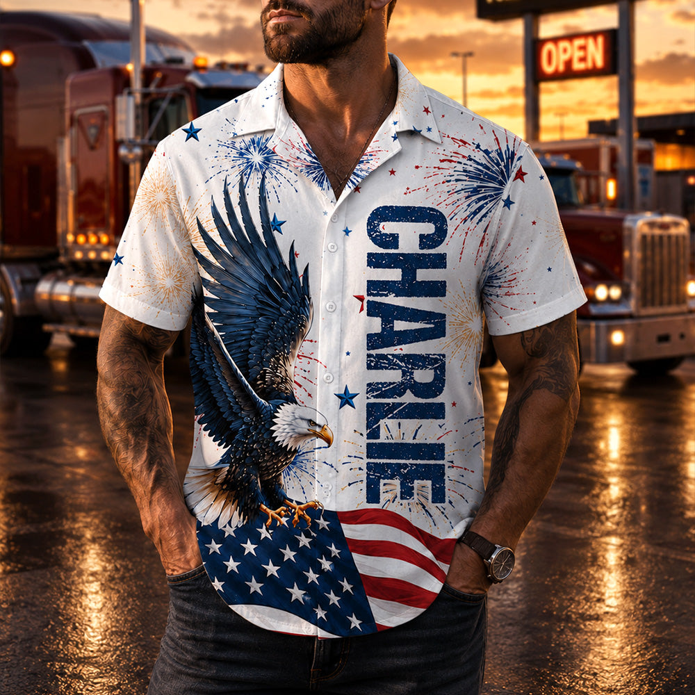 Custom Photo Truck Shirt Gift For Father's Day, Patriotic 4th July Gift L0411 Hv01
