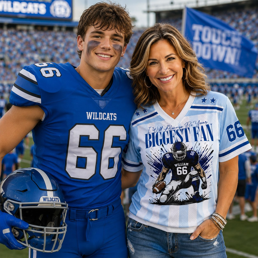 I'll Always Be Your Biggest Fan, Personalized Football Jersey, Custom Name & Number Jersey, Game Day Tee For Sport Family T1807 Hv01