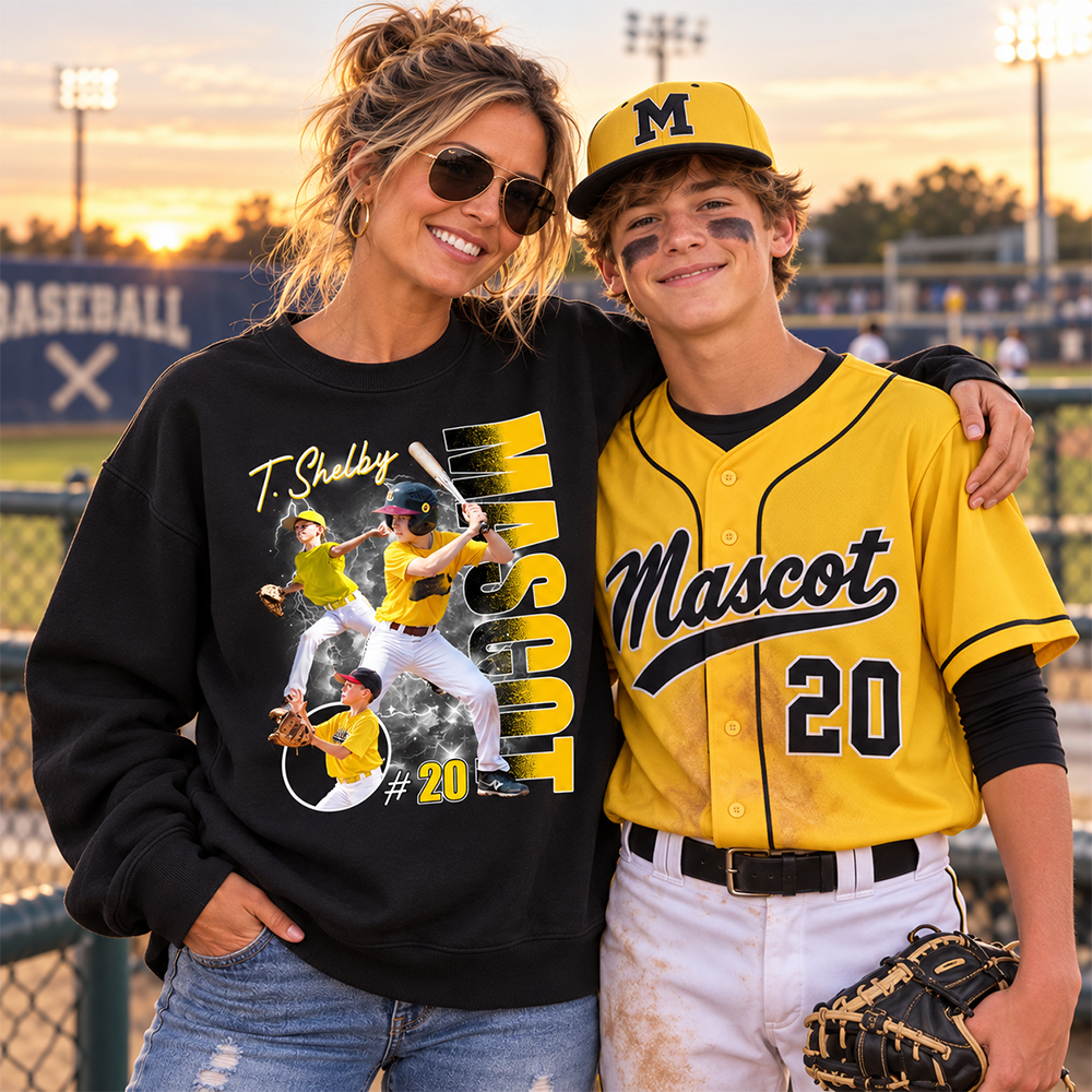 Personalized Baseball Mom Sweatshirt, Custom Large Back Graphic Cheer, Gift For Baseball Mom Family Baseball Lovers MI209 Hv01