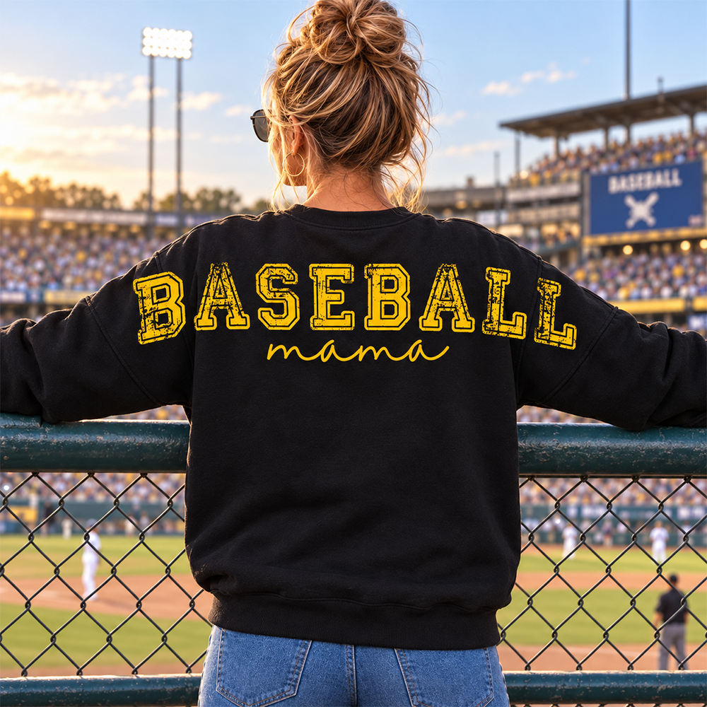 Personalized Baseball Mom Sweatshirt, Custom Large Back Graphic Cheer, Gift For Baseball Mom Family Baseball Lovers MI209 Hv01