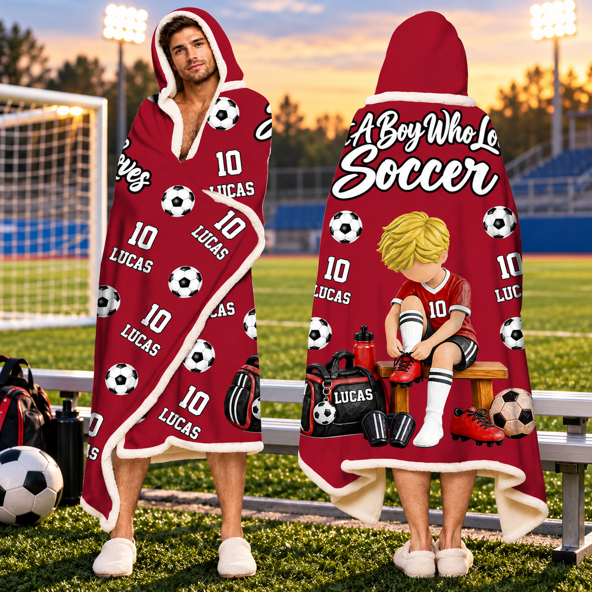 Just A Boy Who Loves Soccer, Personalized Soccer Wearable Blanket Hoodie For Soccer Lovers, Soccer Players MI209 VH01 DN10