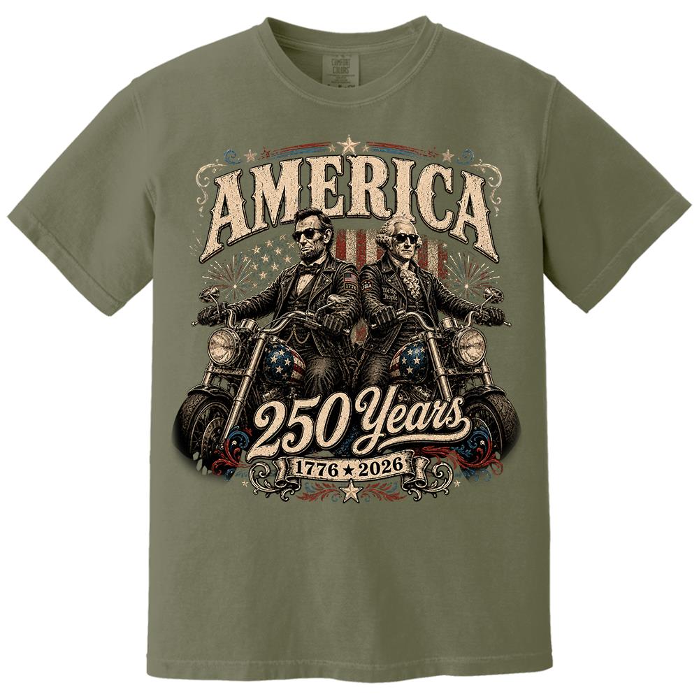 America 250 Years Biker MC Patriotic Motorcycle Shirt, 1776 2026 USA 250th Anniversary Vintage Graphic Tee Hv01