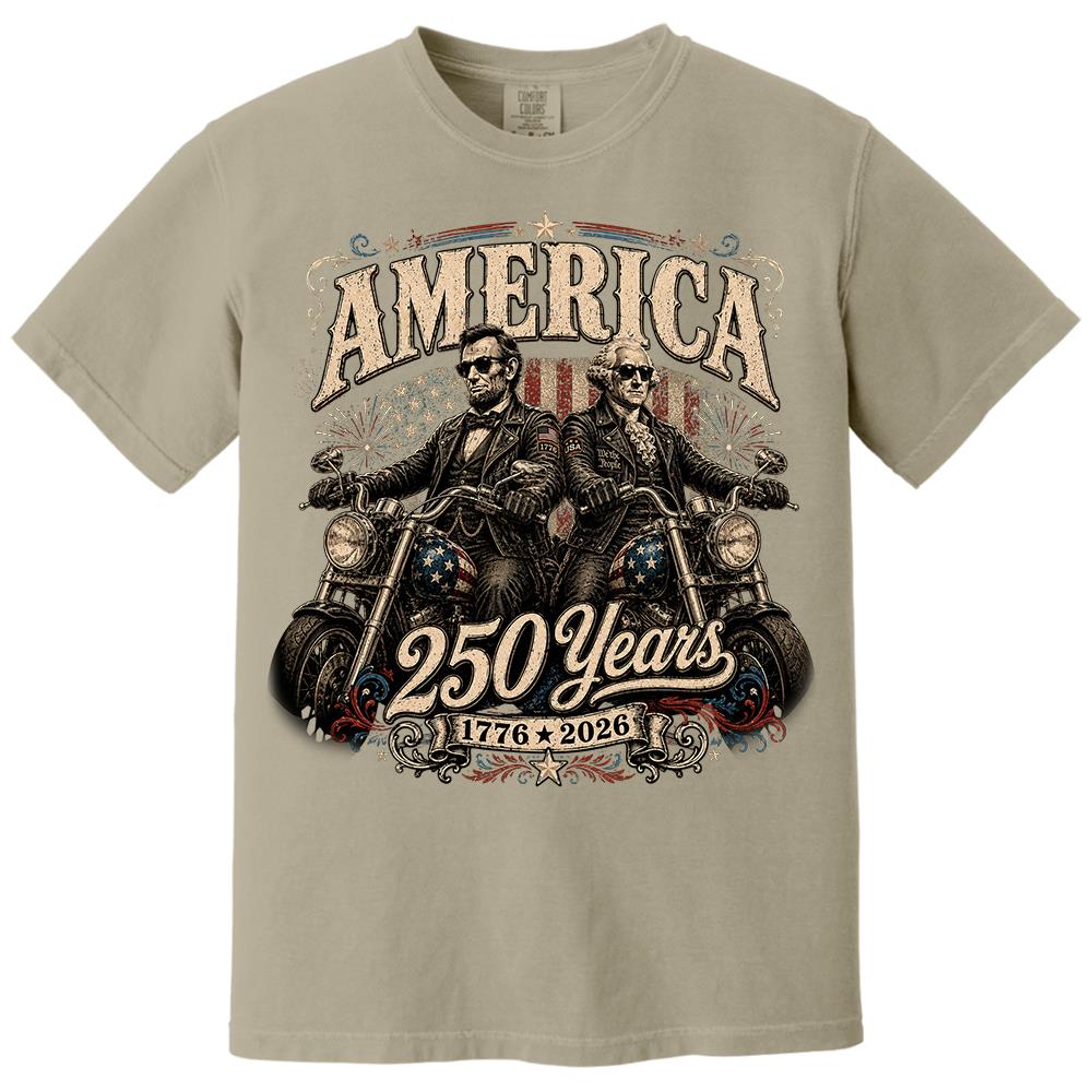 America 250 Years Biker MC Patriotic Motorcycle Shirt, 1776 2026 USA 250th Anniversary Vintage Graphic Tee Hv01