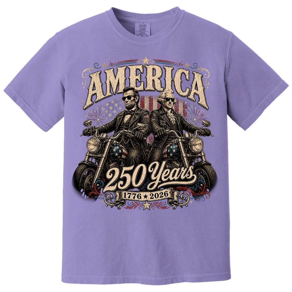 America 250 Years Biker MC Patriotic Motorcycle Shirt, 1776 2026 USA 250th Anniversary Vintage Graphic Tee Hv01