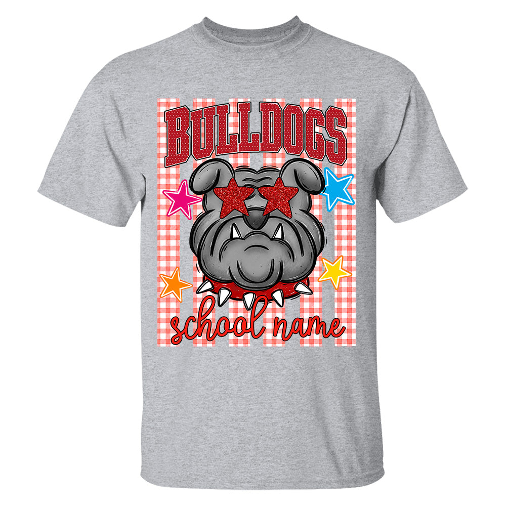 Personalized School School Spirit Mascot Striped Pattern T-Shirt For Teacher, Preppy Back To School, Gifts For Teacher Student MI209 TH23