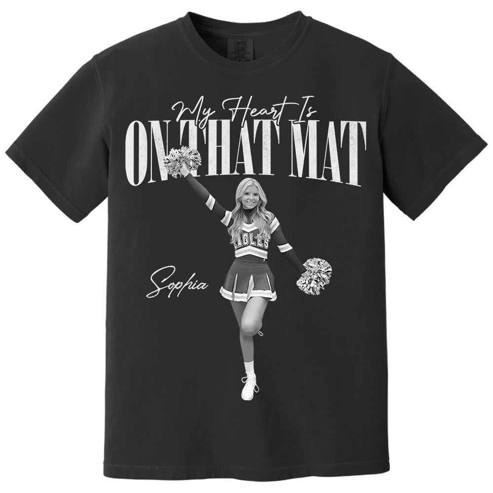 My Heart Is On That Mat- Washed Tee Retro Bootleg Shirt For Cheerleading Na02 Hv01
