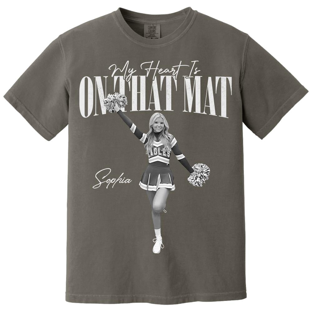 My Heart Is On That Mat- Washed Tee Retro Bootleg Shirt For Cheerleading Na02 Hv01