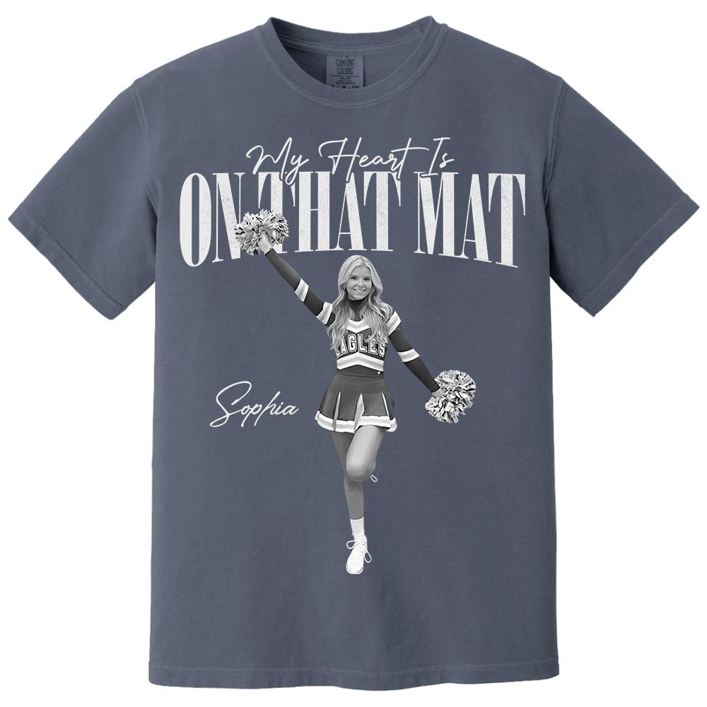 My Heart Is On That Mat- Washed Tee Retro Bootleg Shirt For Cheerleading Na02 Hv01