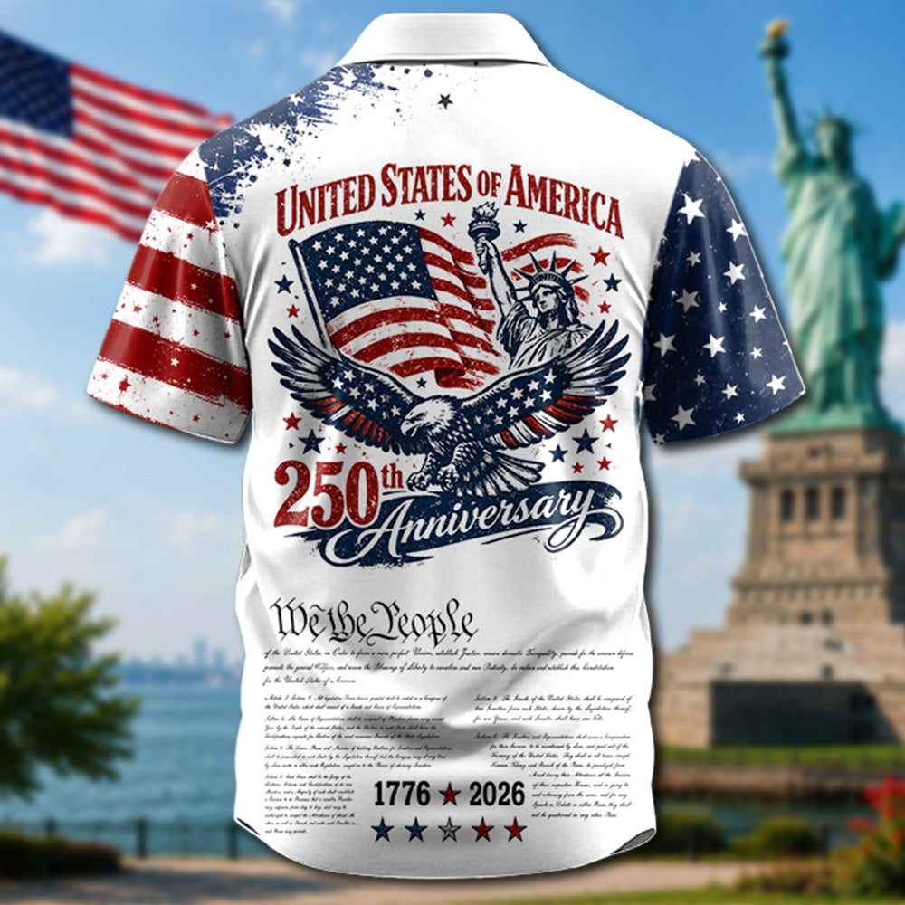 Personalized Dad Grandpa Nation Flag American 250th Anniversary Hawaiian Shirt - Semiquincentennial 1776-2026 - Cool Father's Day Gift For Dad, Grandpa T1807 Pt99