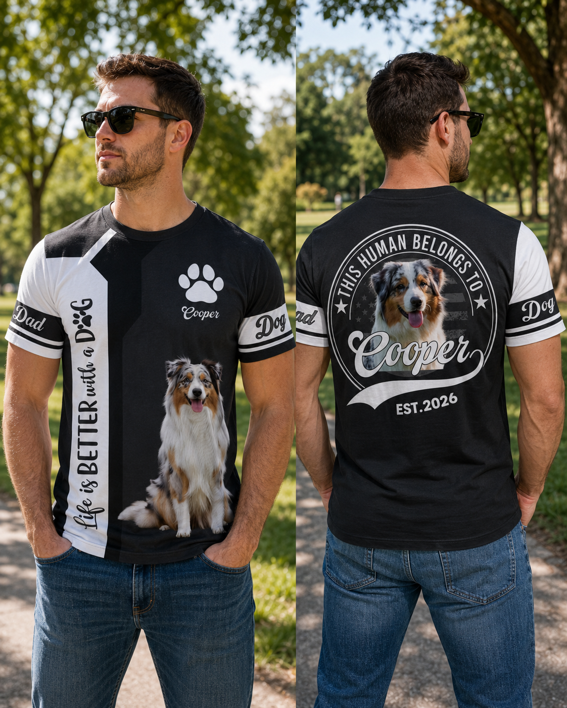 Life Is Better With A Dog, Australian Shepherd, Personalized Dog Mom Dog Dad Shirt, Gift For Dog Lover T1807