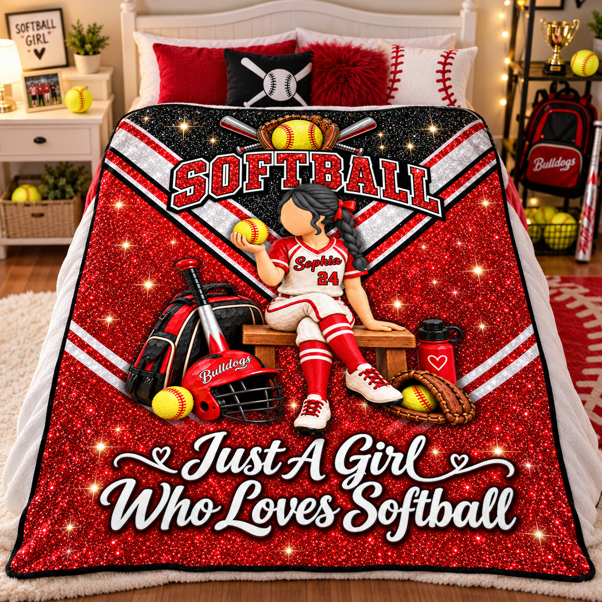 Just A Girl Who Loves Softball - Personalized Blanket For Softball Lovers C2408 VH01 KL07