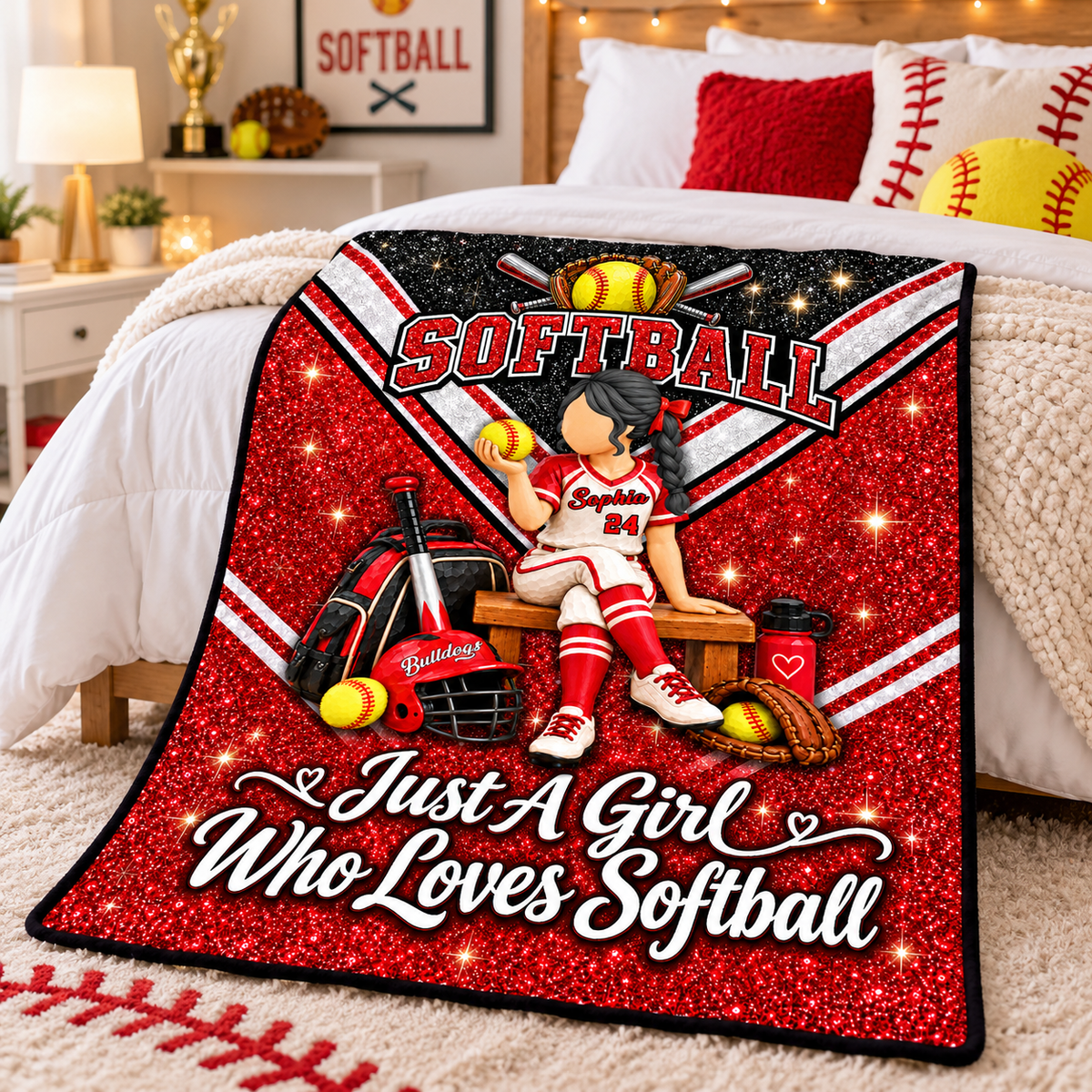 Just A Girl Who Loves Softball - Personalized Blanket For Softball Lovers C2408 VH01 KL07