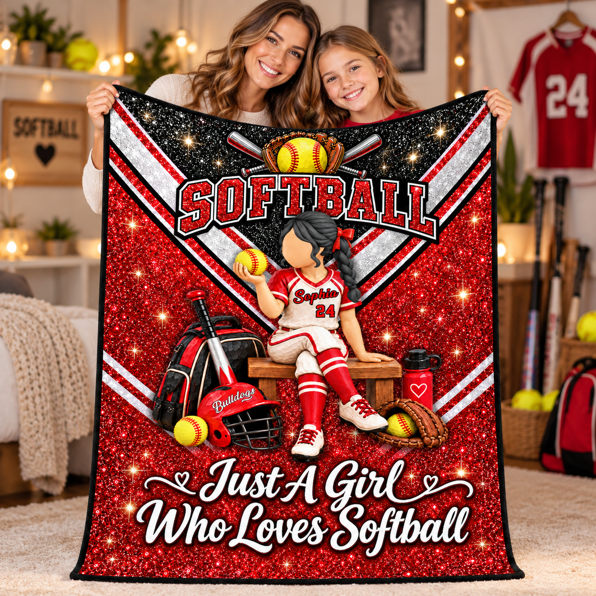 Just A Girl Who Loves Softball - Personalized Blanket For Softball Lovers C2408 VH01 KL07