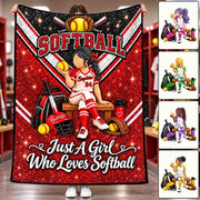 Just A Girl Who Loves Softball - Personalized Blanket For Softball Lovers C2408 VH01 KL07