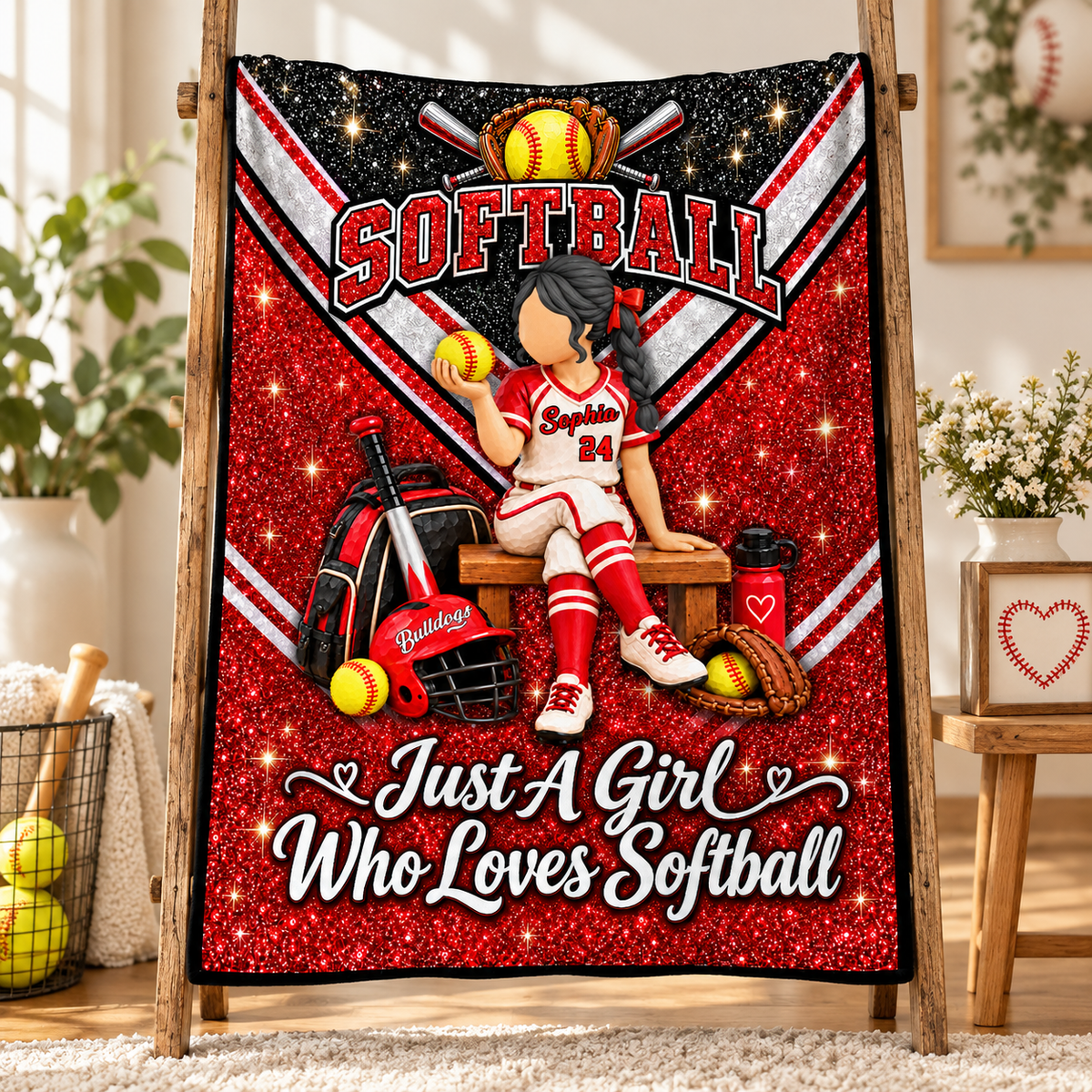 Just A Girl Who Loves Softball - Personalized Blanket For Softball Lovers C2408 VH01 KL07