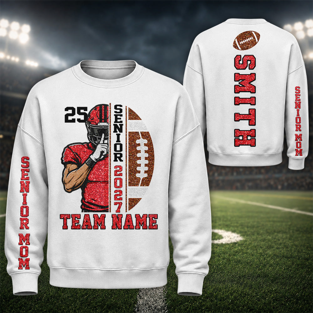 Proud Senior Football Mom - Personalized Shirt For Football Player Family NA04 Hv01