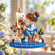 Personalized Artist Christmas Ornament, Girl Who Loves Painting Gift, Art Lover Gift Pt99