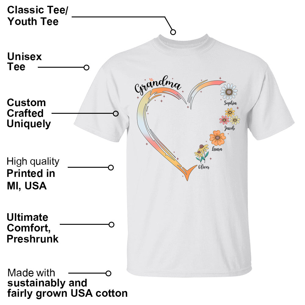 Grandma and Grandkids, Forever In Grandma's Heart - Family Personalized Custom Comfort Colors T-Shirt Do99